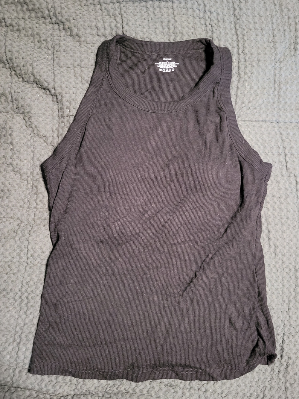 Chicme Built In Bra Black Ribbed Tank Top